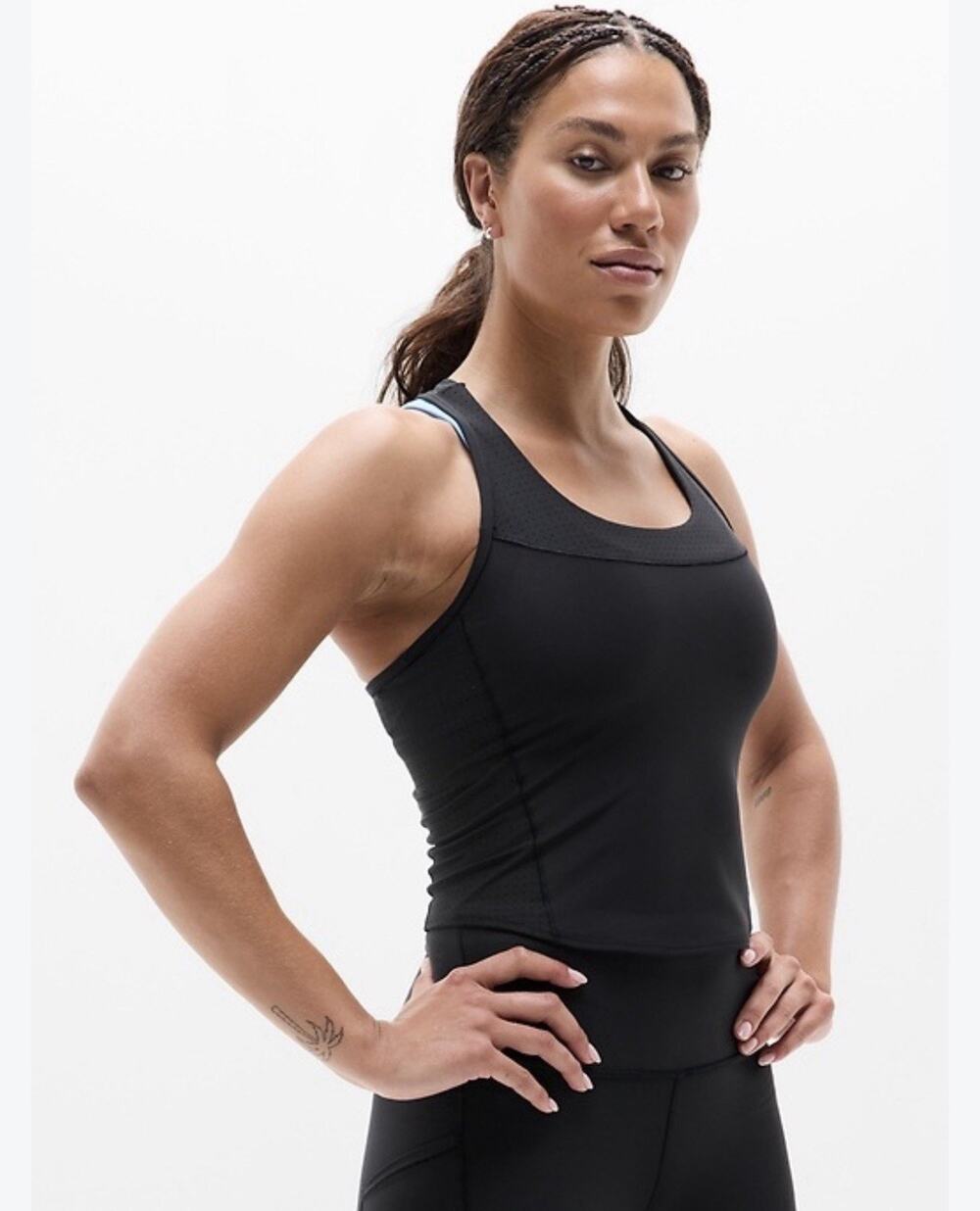 Athleta Interval Perforated Tank Size Large NEW NWT Women’s Black Yoga Gym Top